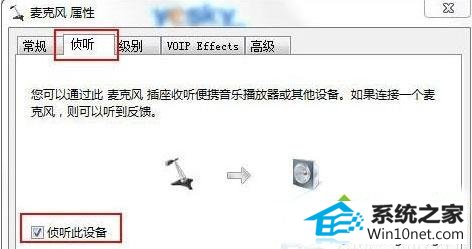勾选“侦听此设备” win10系统笔记本电脑语音聊天时无法听清声音的图文步骤